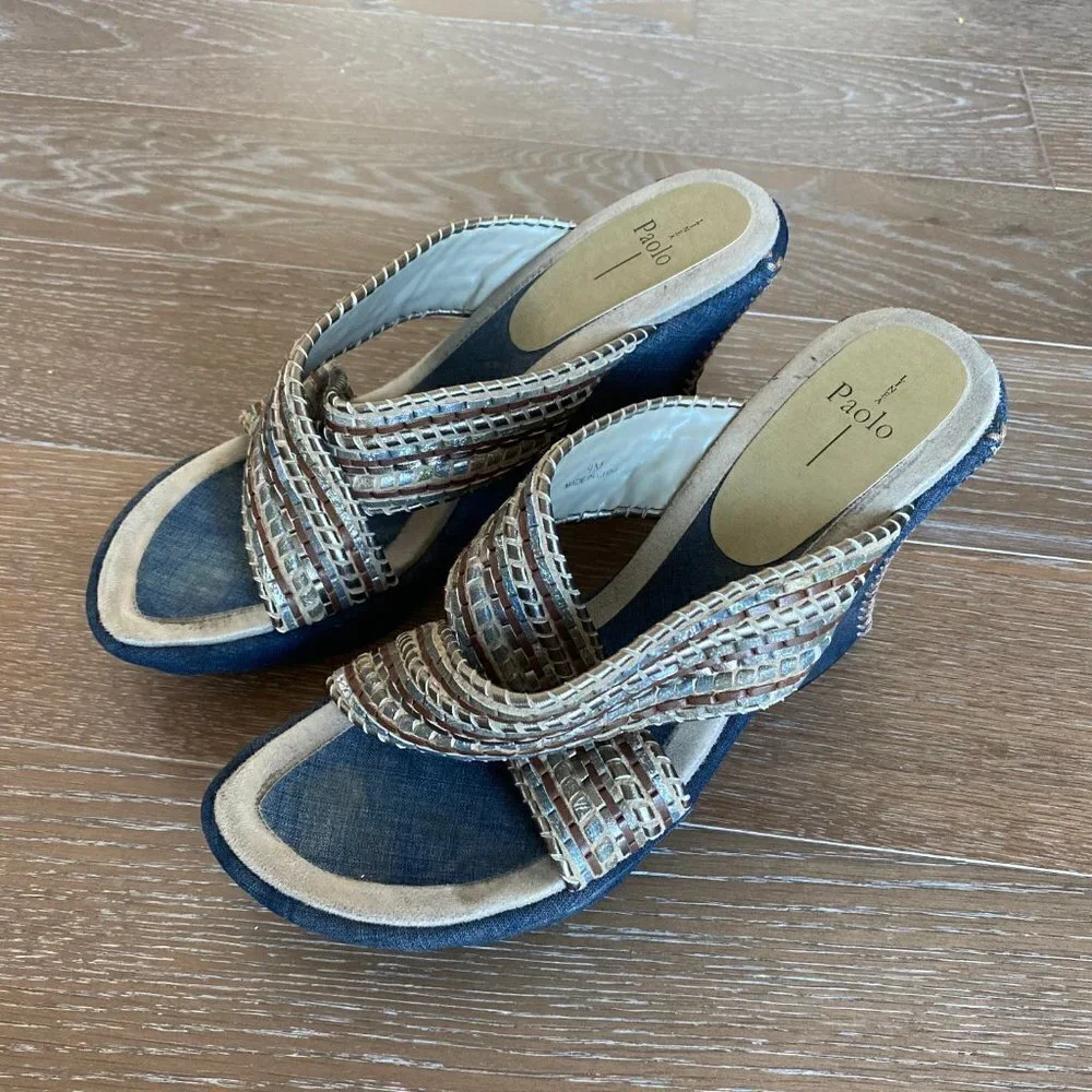 Linea Paolo Woven Wedge Denim Sandal | 9M